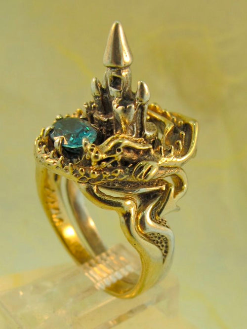 14k Gold Castle Dragon Ring