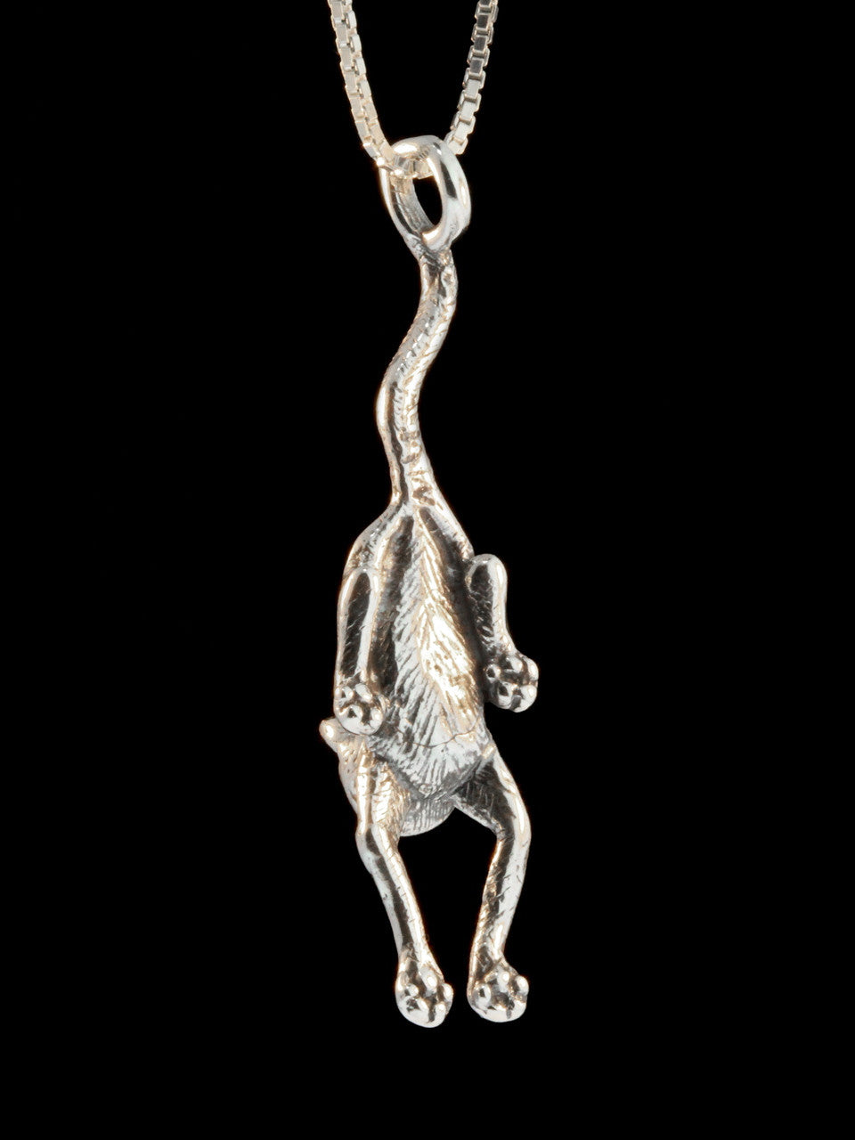 Crawling Cat Pendant - Silver