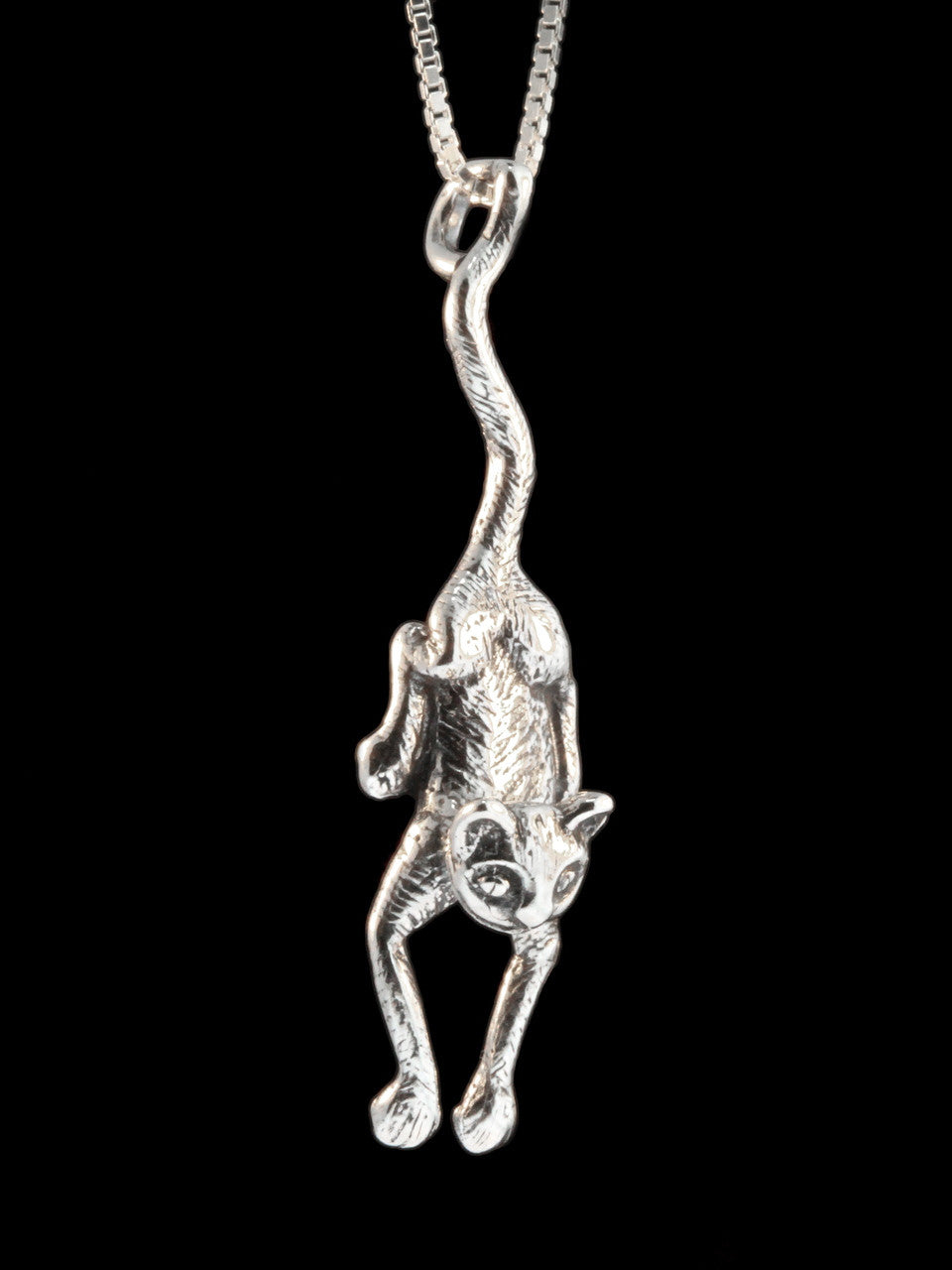 Crawling Cat Pendant - Silver