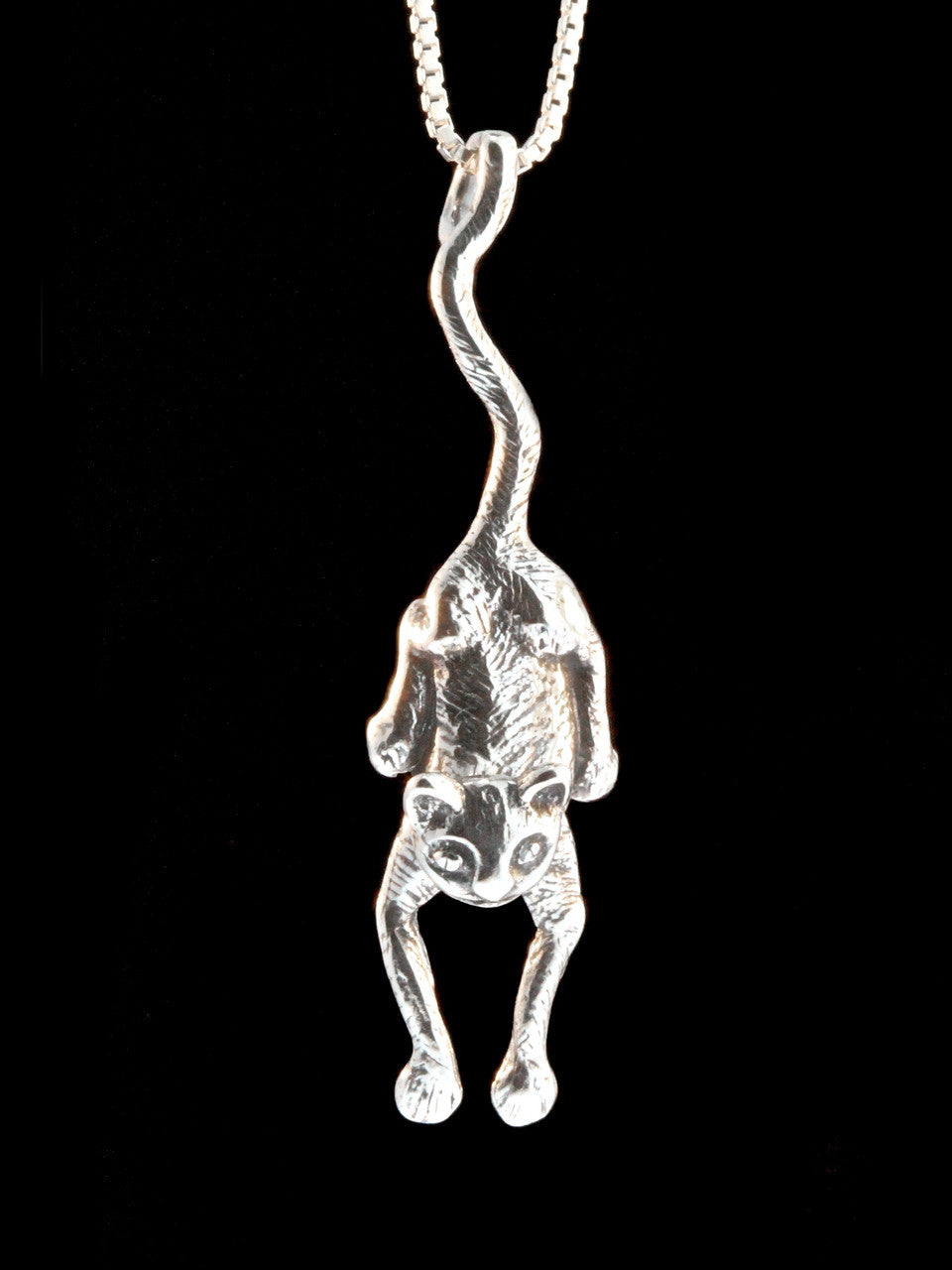Crawling Cat Pendant - Silver