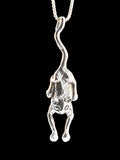 Cat - Crawling Cat Pendant - Silver