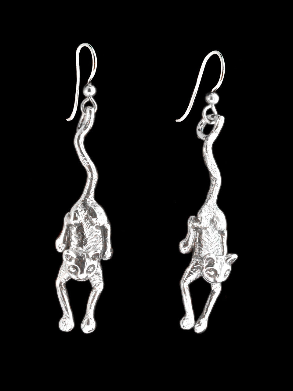 Crawling Cat Earrings - Silver