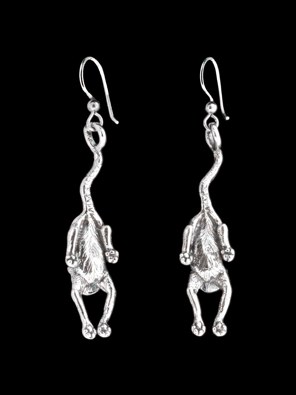 Crawling Cat Earrings - Silver