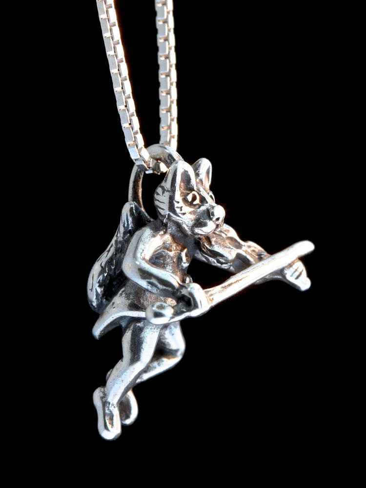 Mother Goose - Cat And The Fiddle Charm - Sterling Silver