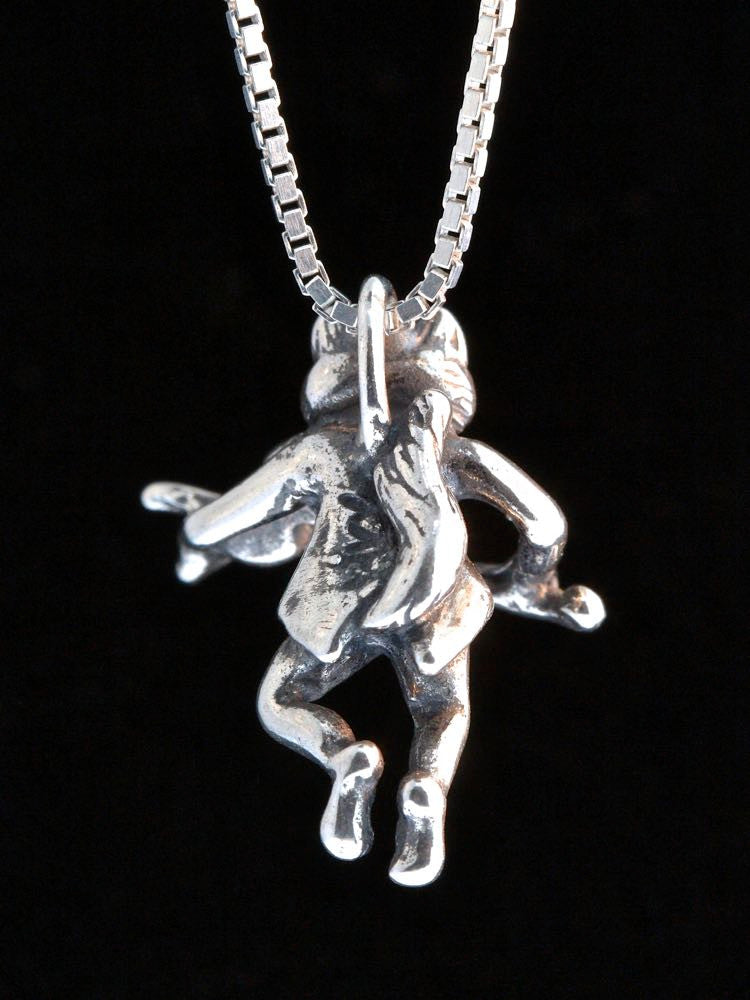 Mother Goose - Cat And The Fiddle Charm - Sterling Silver