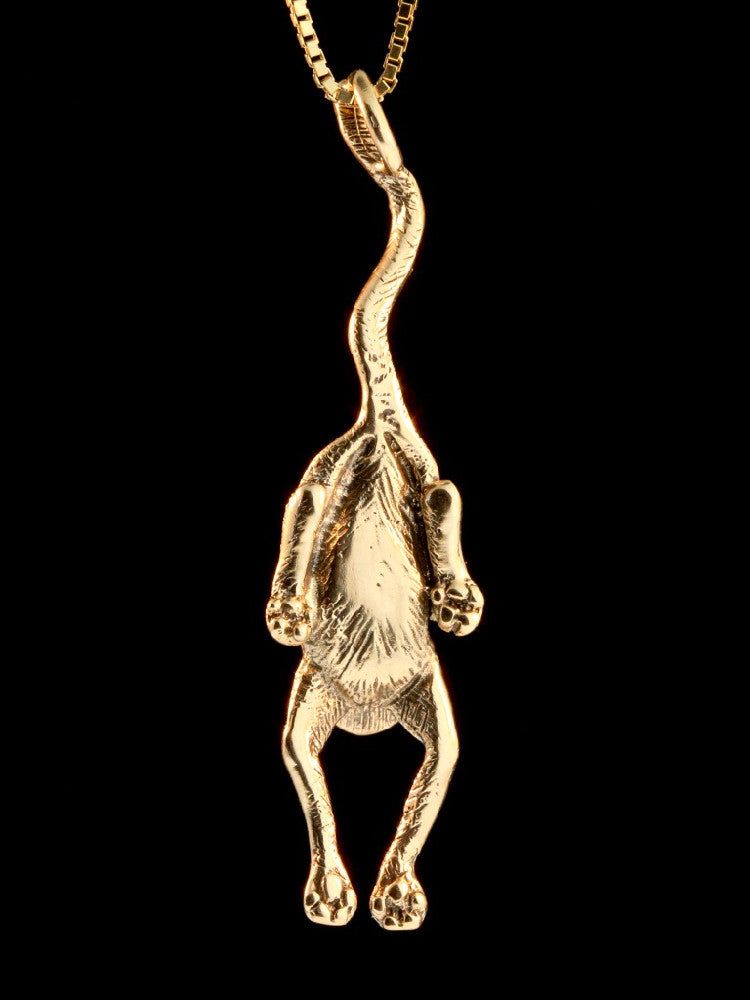 Cat - Crawling Cat Pendant - 14K Gold