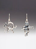 Mother Goose - Cat and Fiddle - Dish and Spoon Earrings - Silver