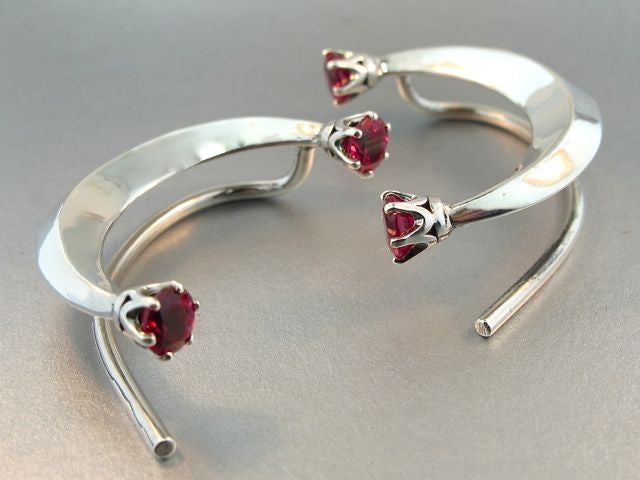 Celebrity Style Crescent Ear Wrap with Red CZ's