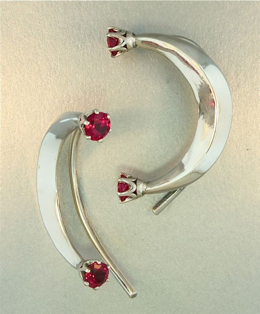 Celebrity Style Crescent Ear Wrap with Red CZ's