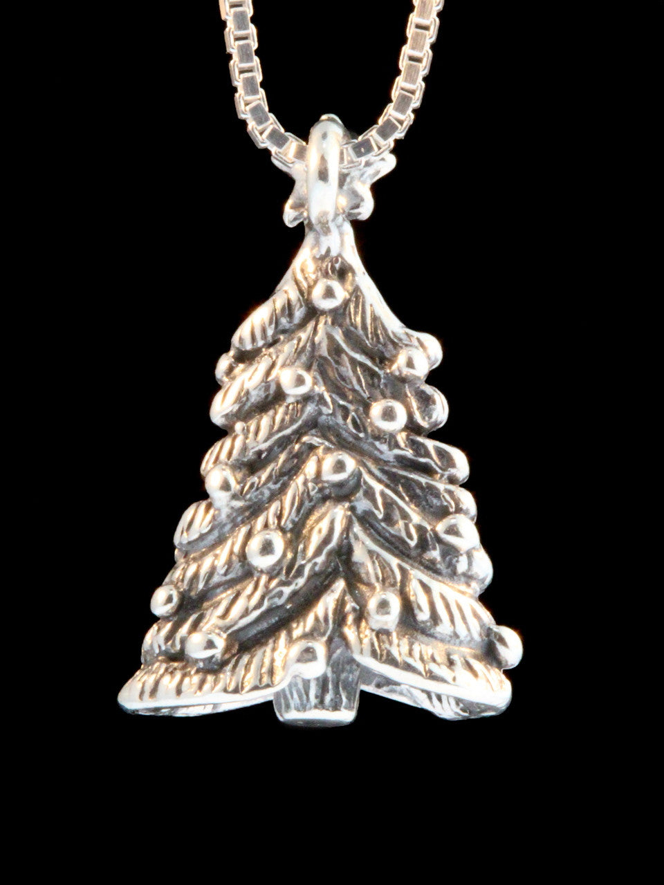 Christmas - Decorated Christmas Tree Charm - Silver