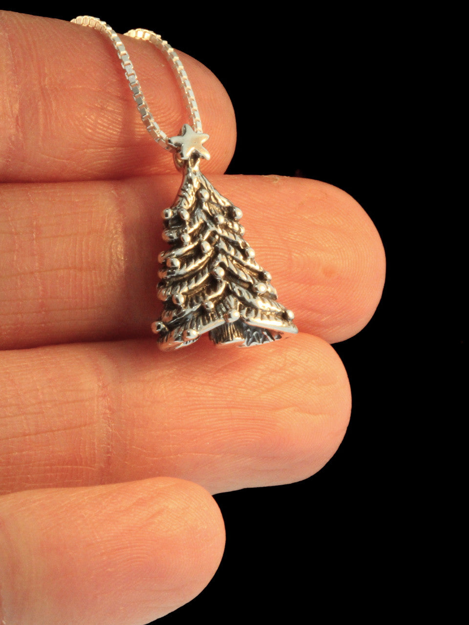 Christmas - Decorated Christmas Tree Charm - Silver