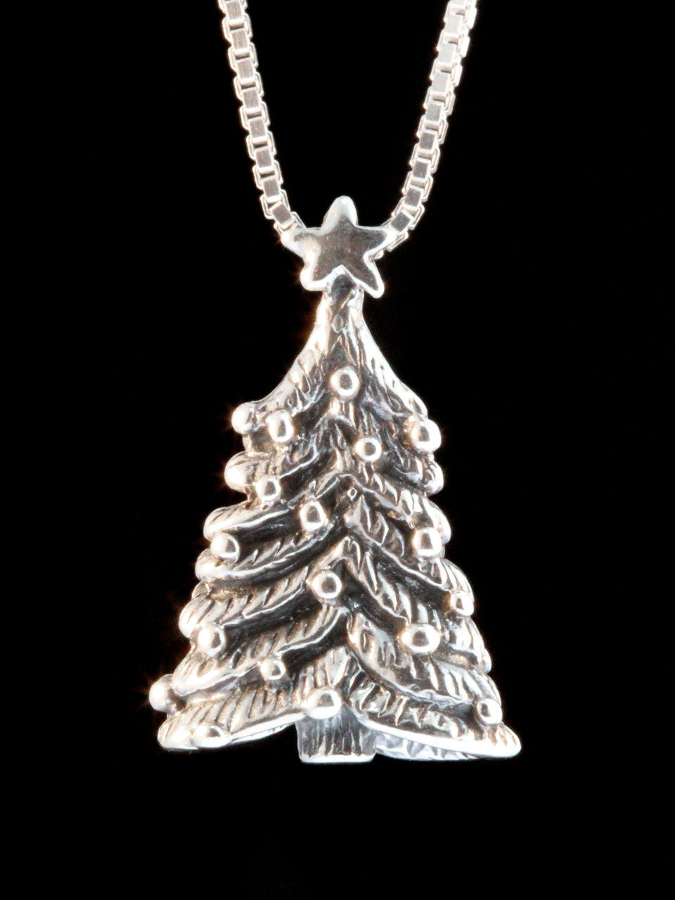 Christmas - Decorated Christmas Tree Charm - Silver