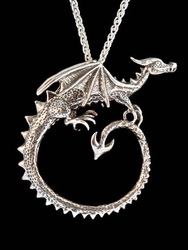 Dragon - Circle Dragon Neckpiece - Sterling Silver