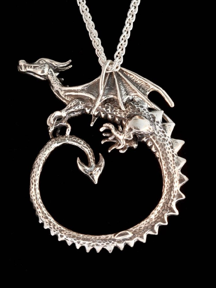 Circle Dragon Neckpiece in Silver