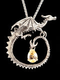Circle Dragon with Rutilated Quartz - Sterling Silver