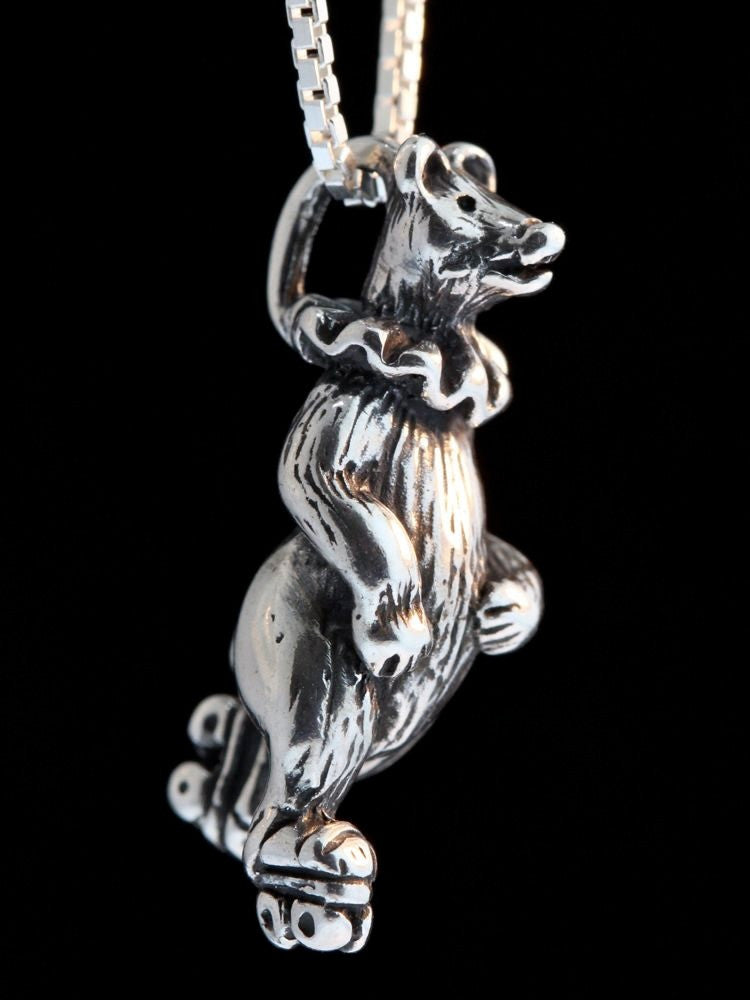 Roller Skating Circus Bear Charm - Sterling Silver