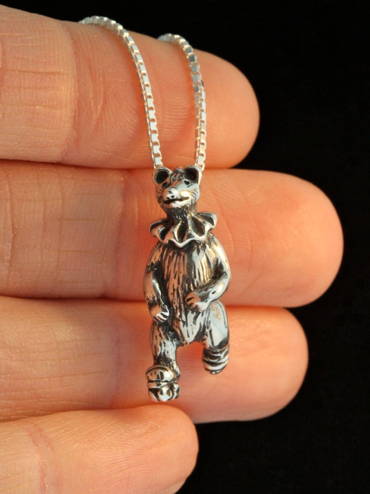 Circus Skating Bear Charm - Silver