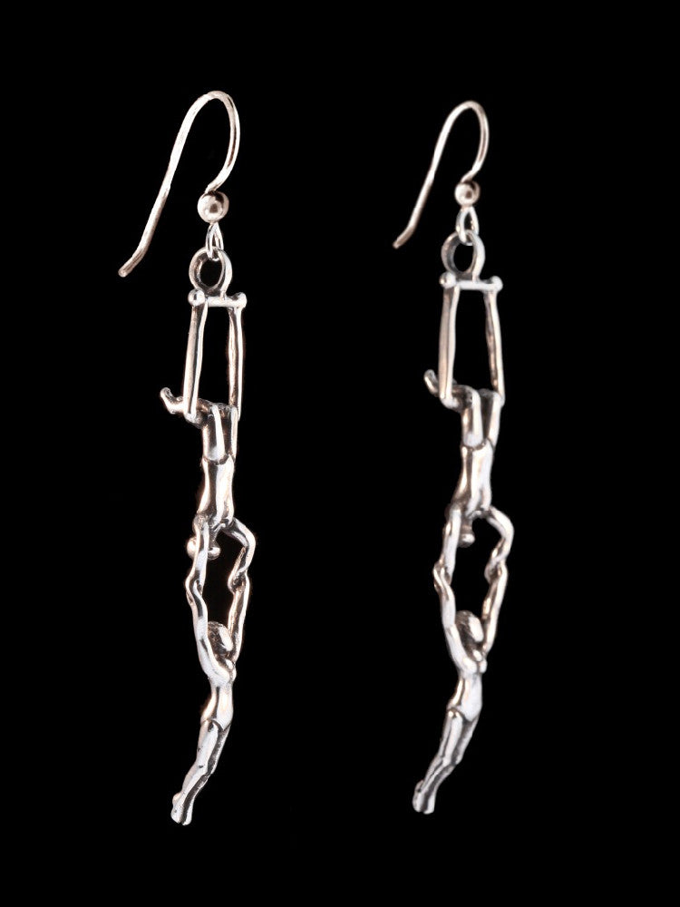 Circus Trapeze Earrings in Silver