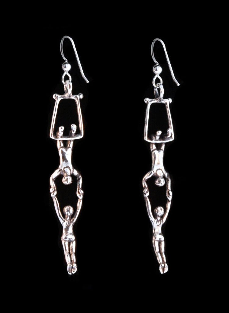 Circus Trapeze Earrings in Silver