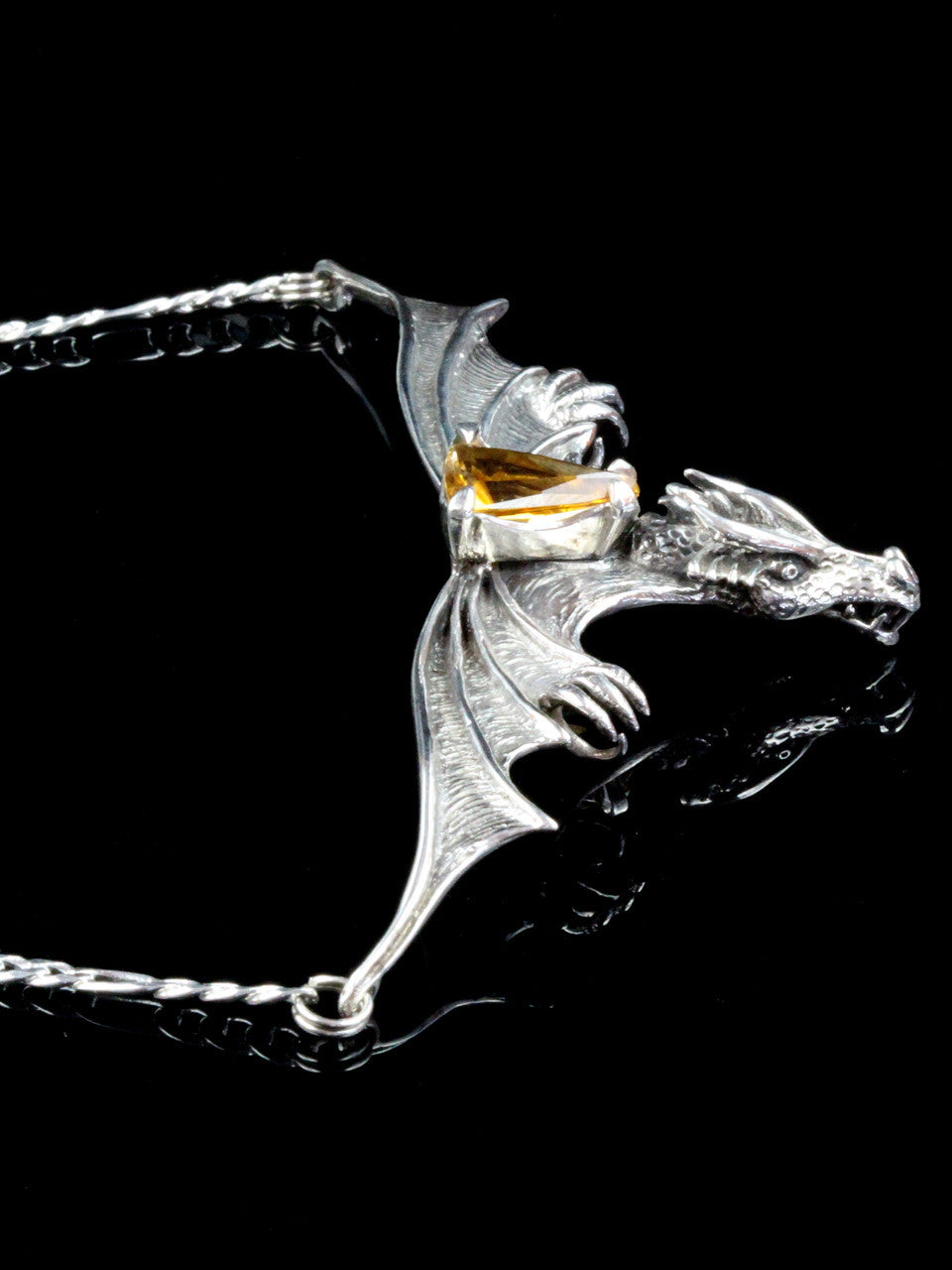 Gothic Dragon Neckpiece w/Citrine