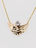 Gold Clasping Hands Pendant with .25  Diamond - Solid 14k Gold