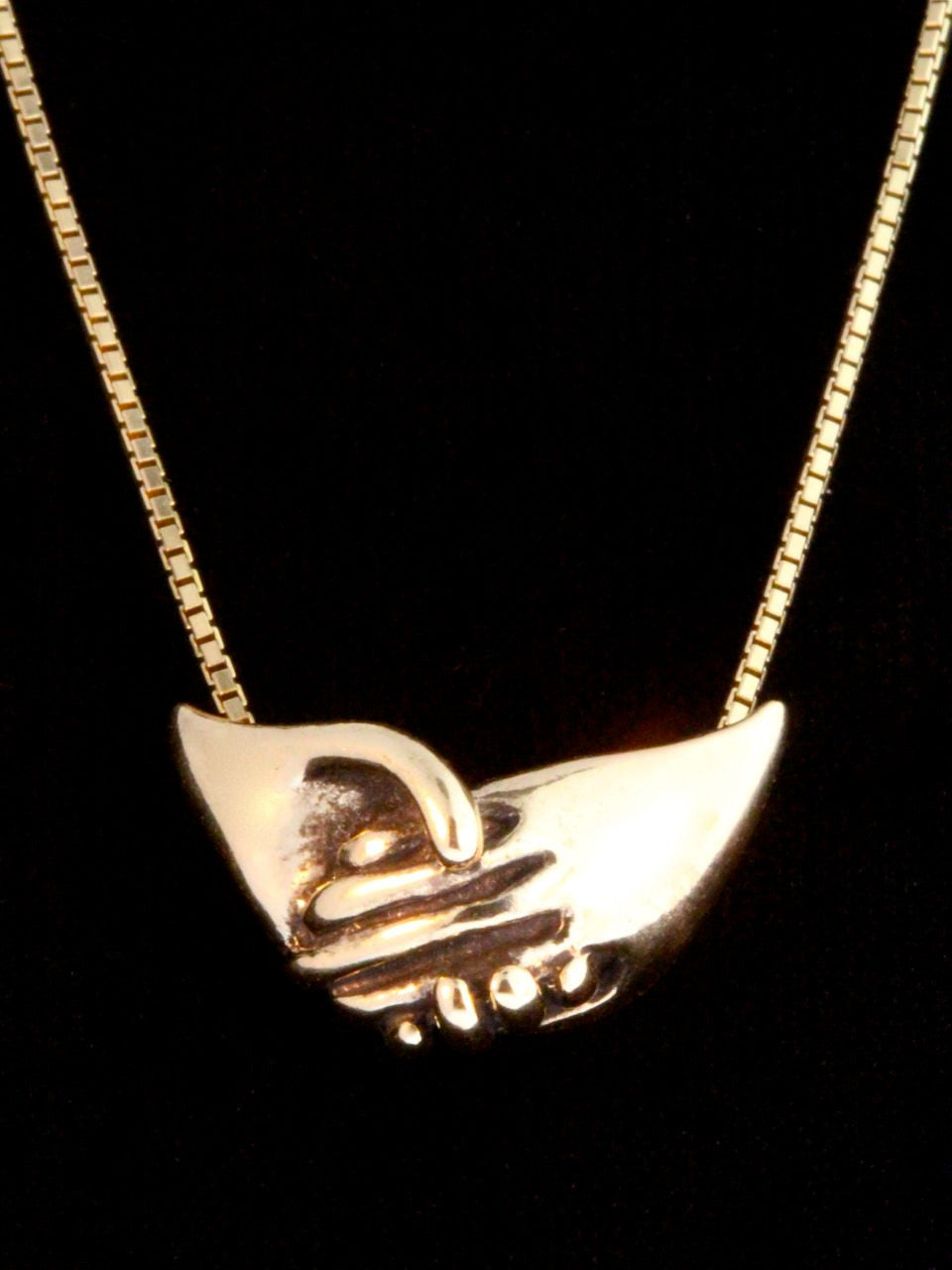 Clasping Hands Pendant- 14k Gold