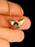 Clasping Hands Pendant- Solid 14k Gold