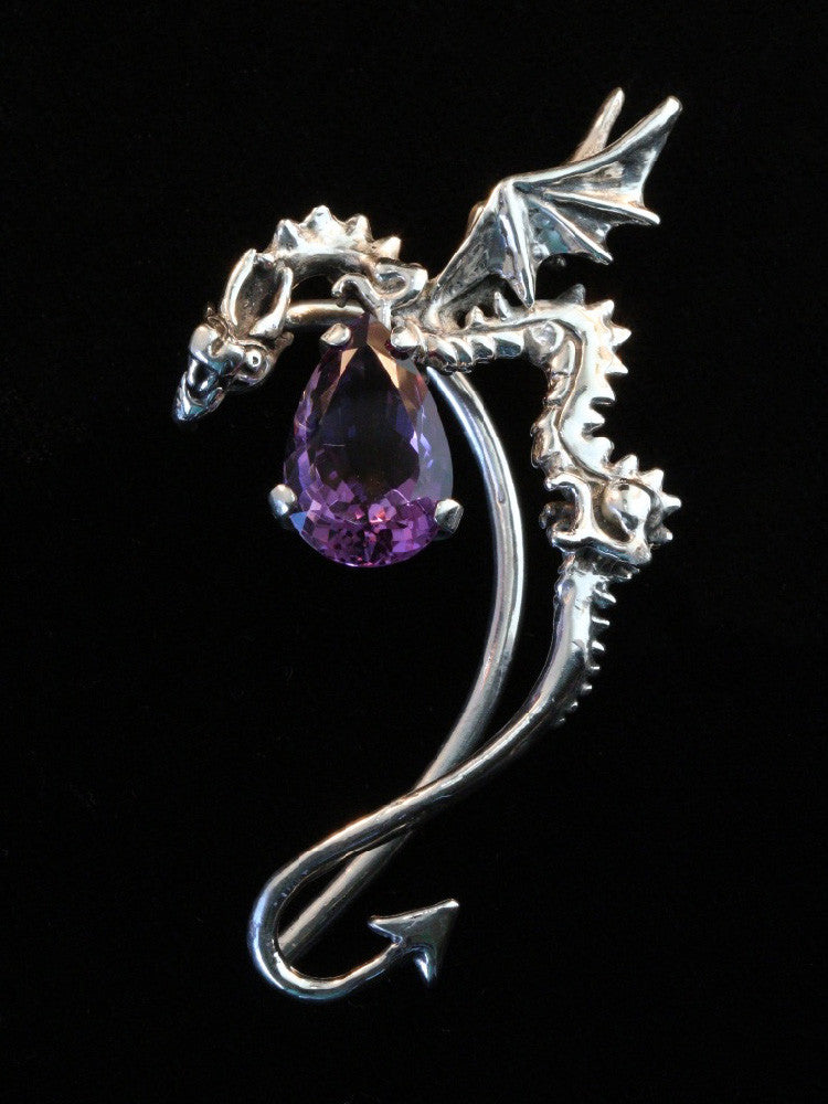 Classic Dragon Ear Wrap with Amethyst in Silver