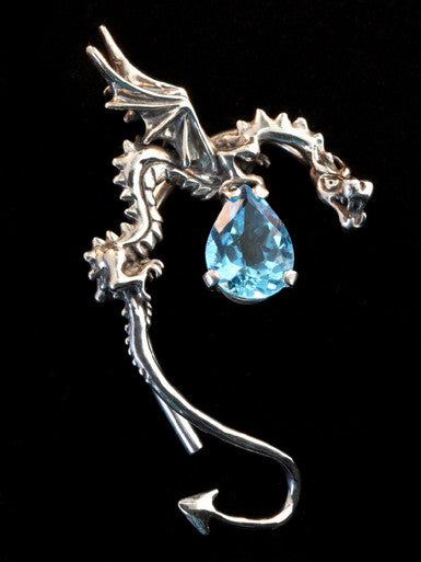 Classic Dragon Ear Wrap with Gemstone - Sterling Silver