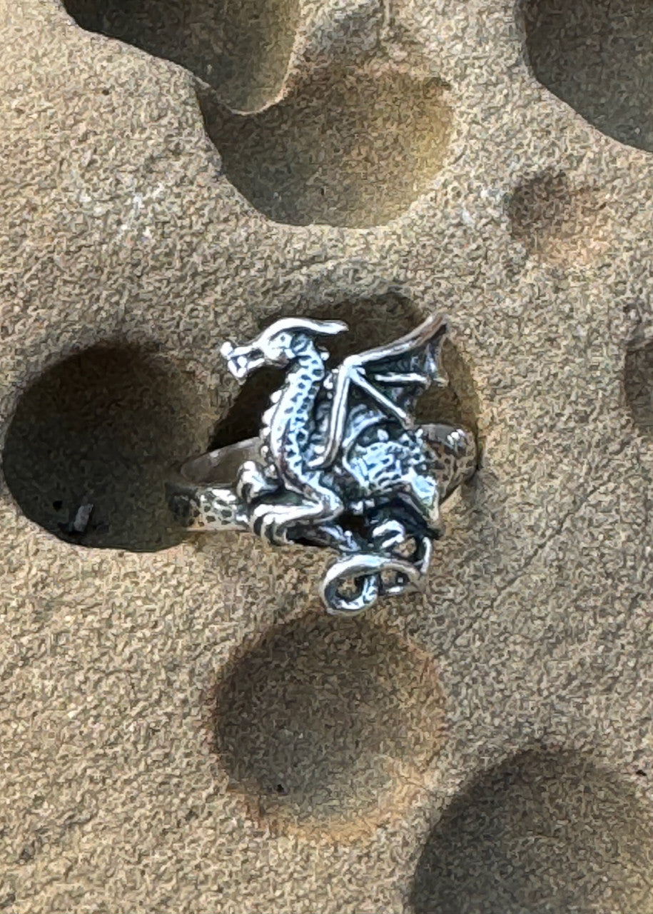Classic Celtic Dragon Ring Silver