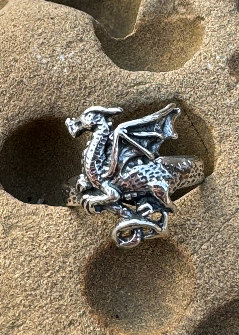 Classic Celtic Dragon Ring Silver