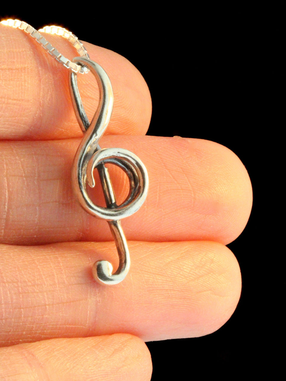 Treble Clef Pendant - Sterling Silver