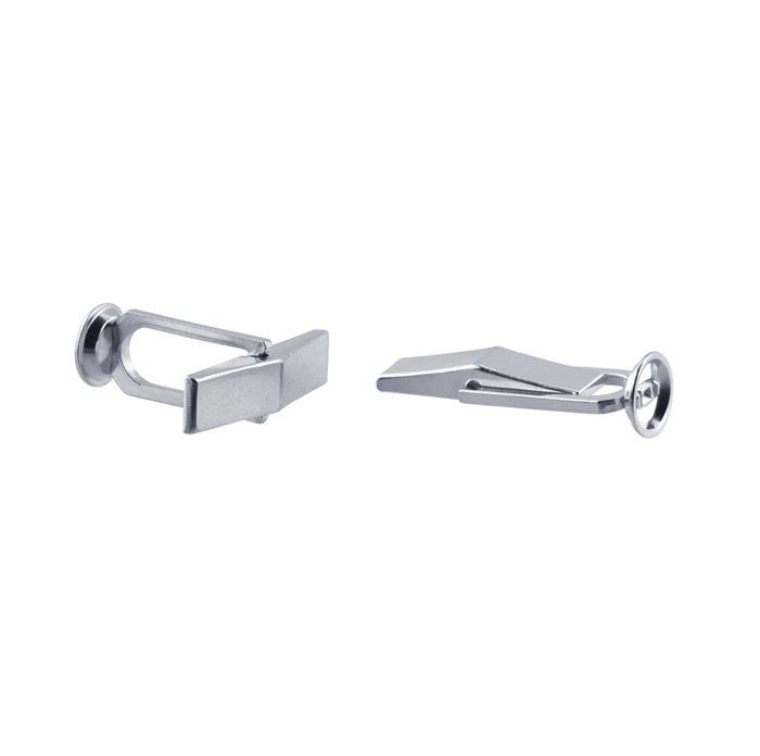Close up of sterling silver cuff link backings.