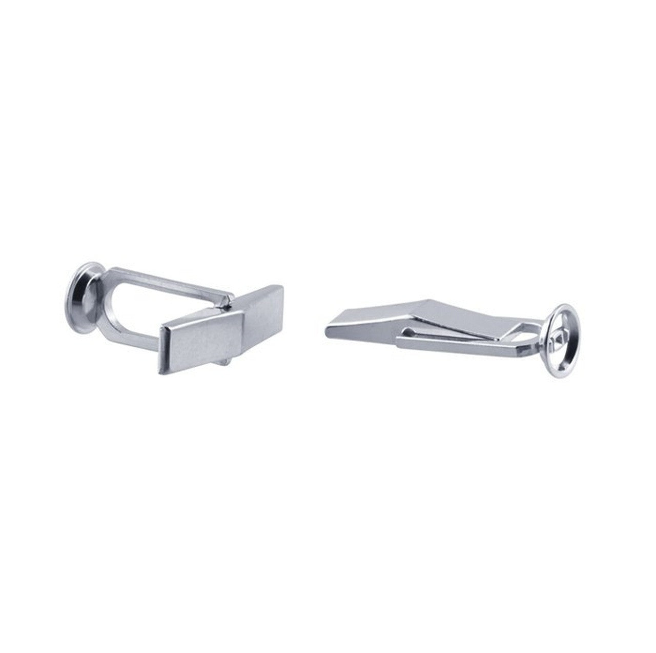 Close up of sterling silver cuff link backings.