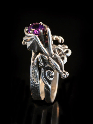 Cloud Dragon Ring - Sterling Silver with Gemstone