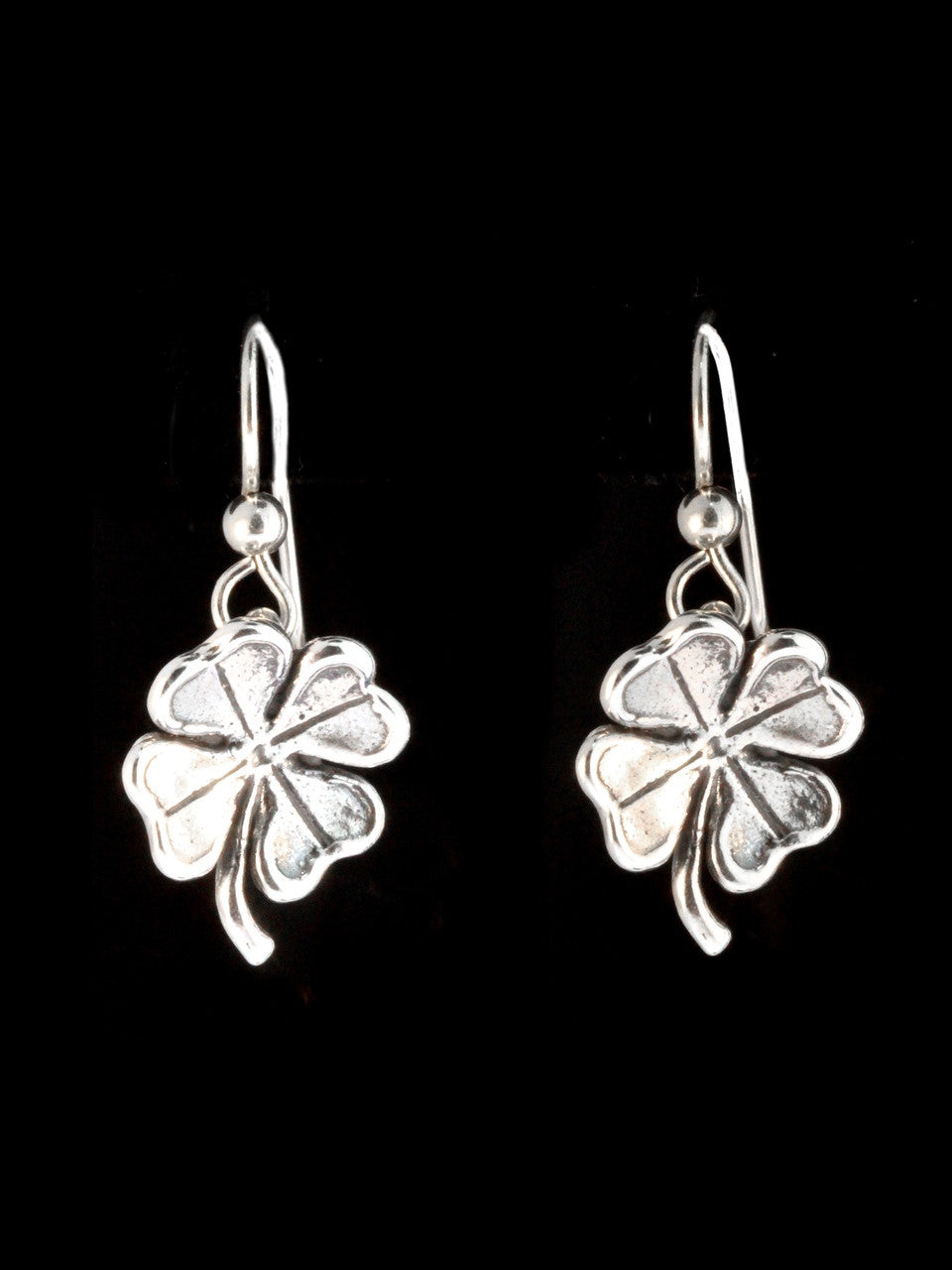 Four Leaf Clover Charm Earrings in Silver