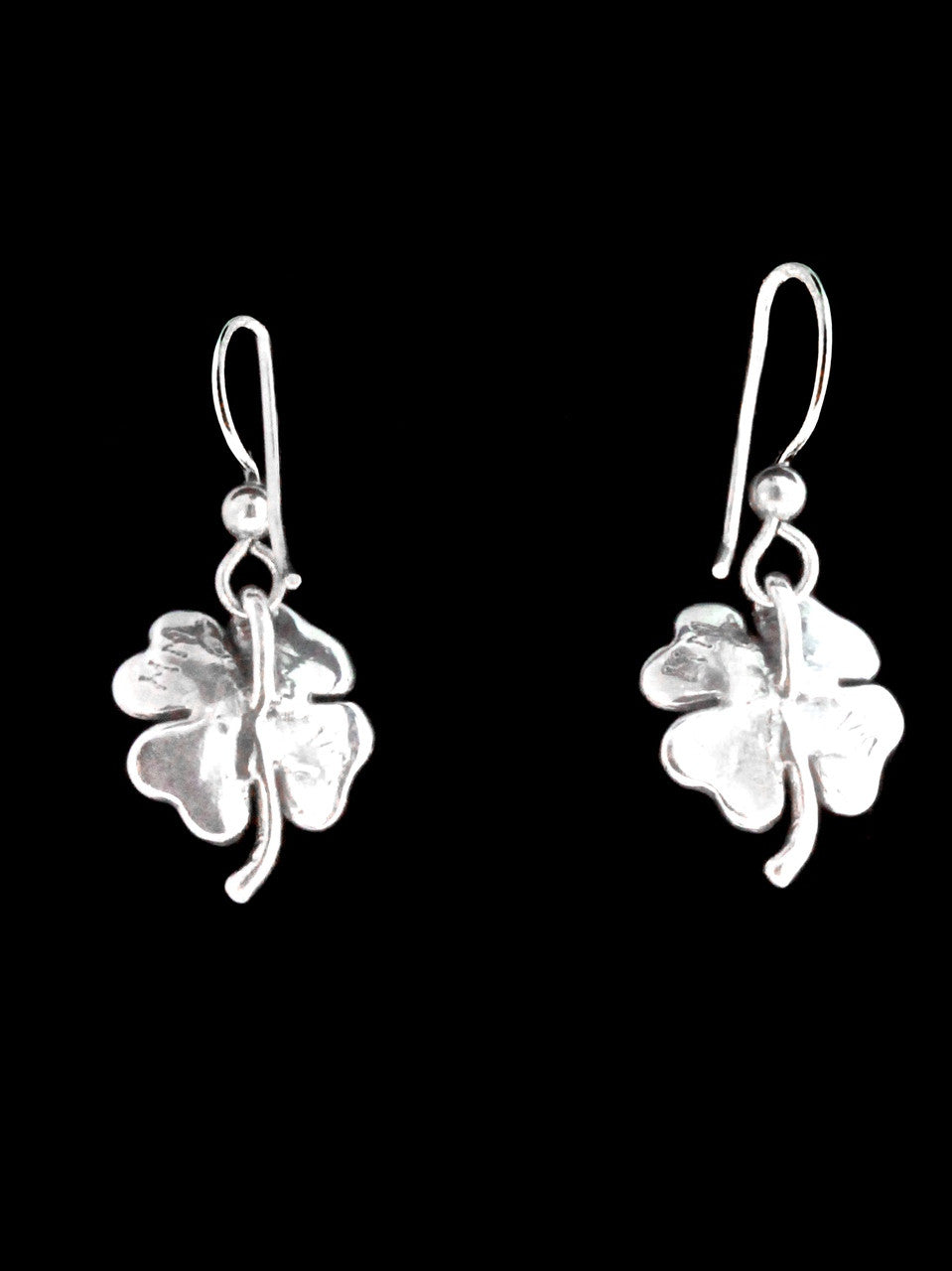 Four Leaf Clover Charm Earrings in Silver