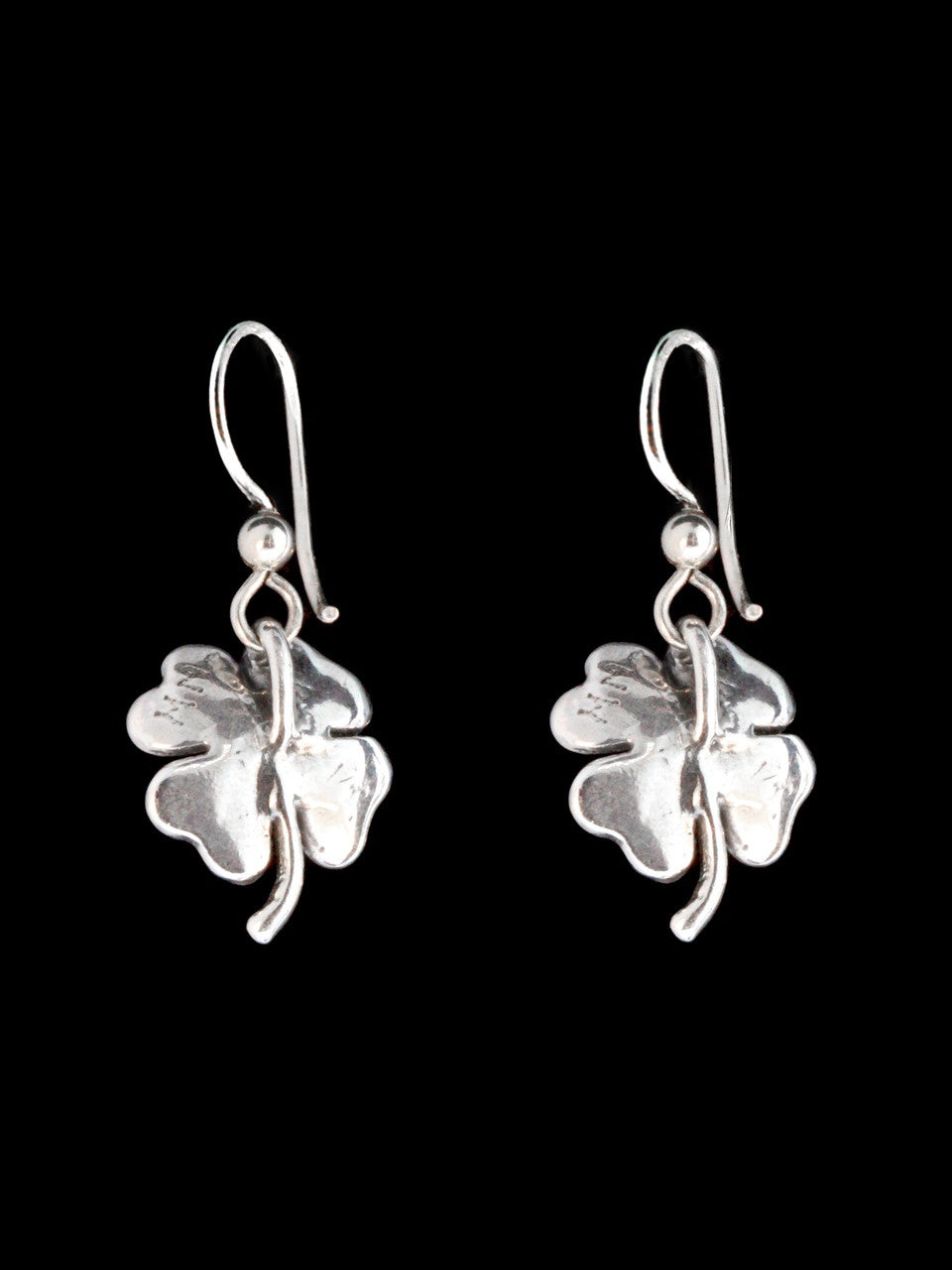 Four Leaf Clover Charm Earrings in Silver