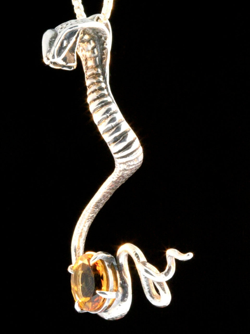 Cobra Pendant with Citrine - Silver