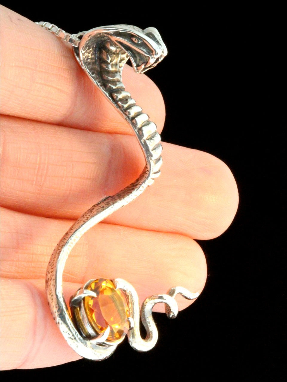 Cobra Pendant with Citrine - Silver