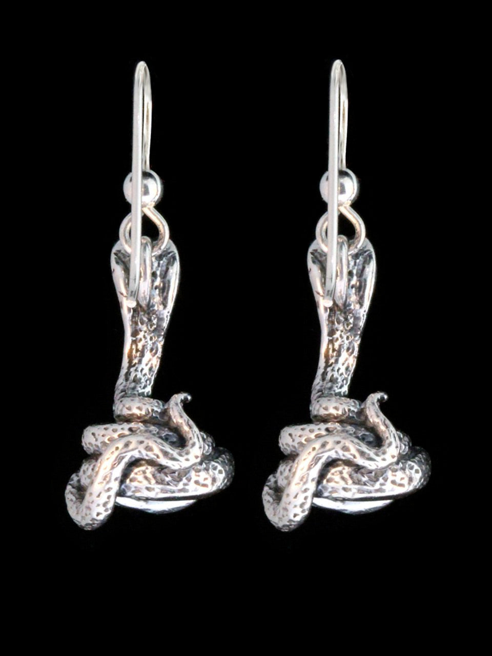 Coiled Cobra Earrings -Silver