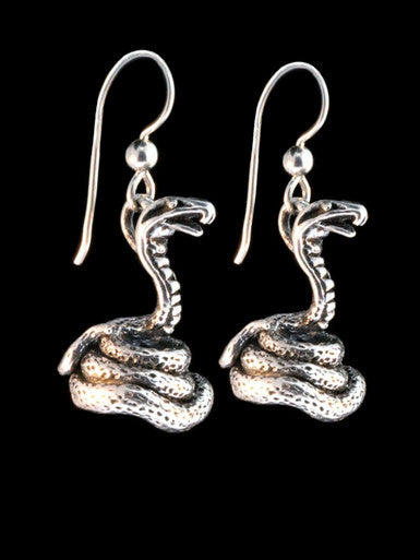 Coiled Cobra Earrings - Silver