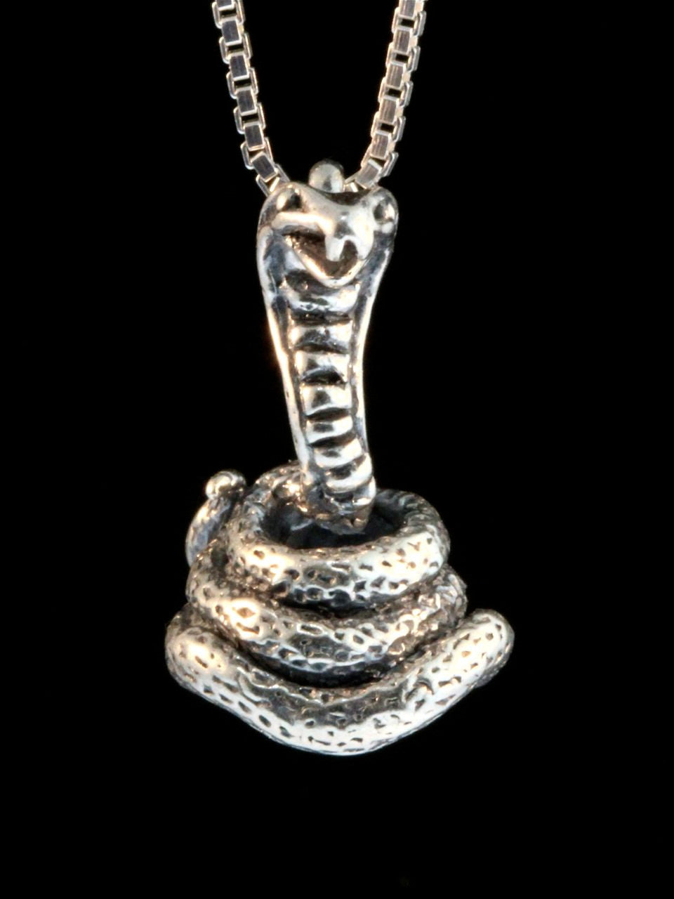 Coiled Cobra Charm -Silver
