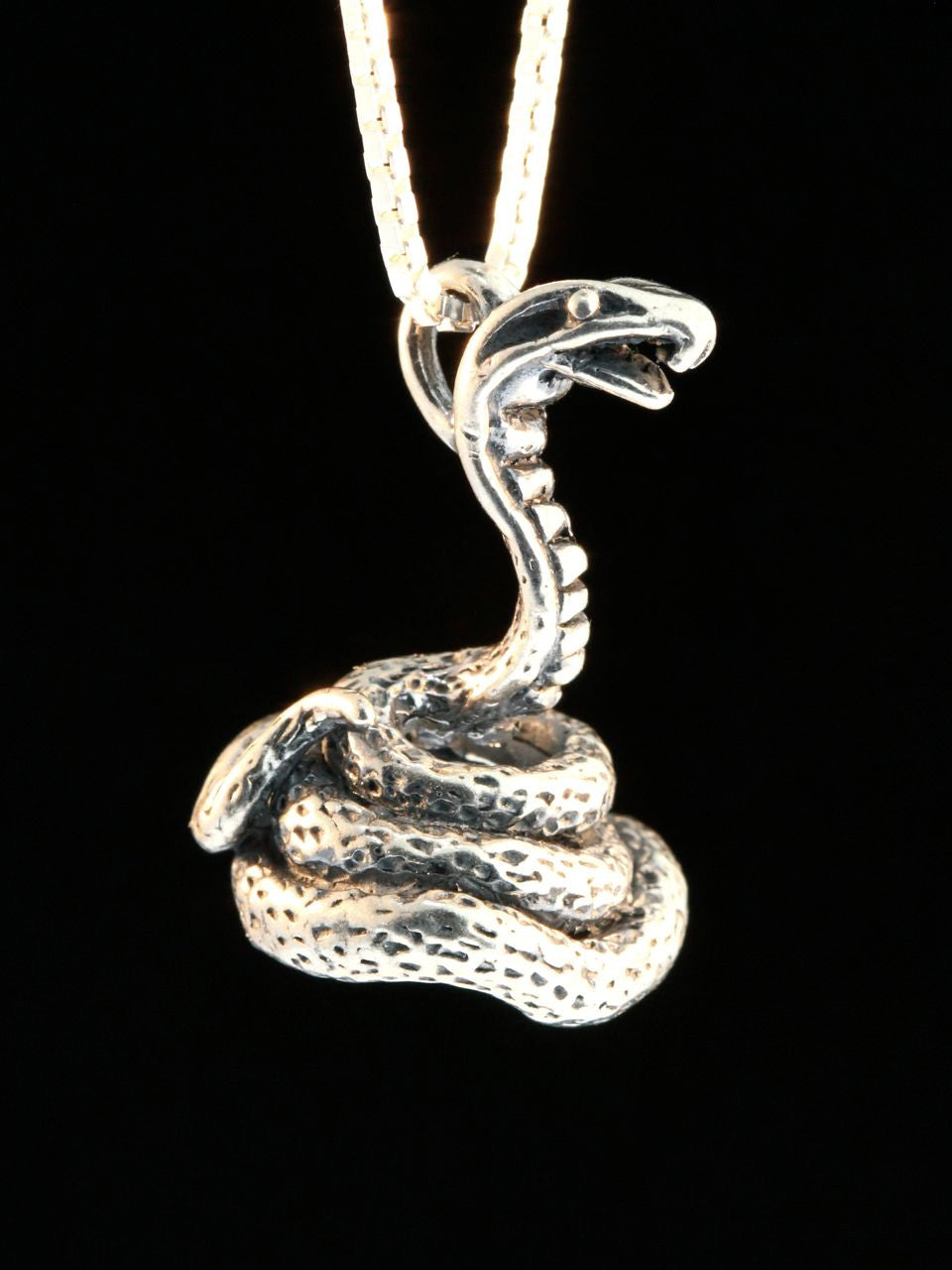 Coiled Cobra Charm -Silver
