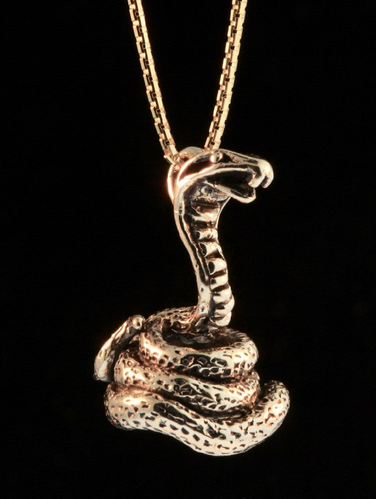 Coiled Cobra Charm - 14k Gold