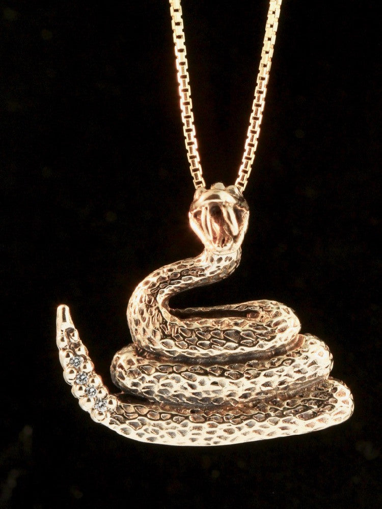 Rattlesnake With Diamond Tail - 14k Gold