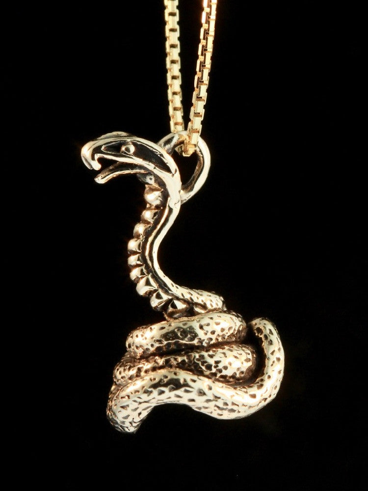 Coiled Cobra Charm - Solid 14k Gold