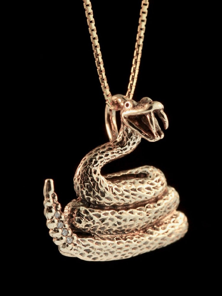 Rattlesnake With Diamond Tail - 14k Gold