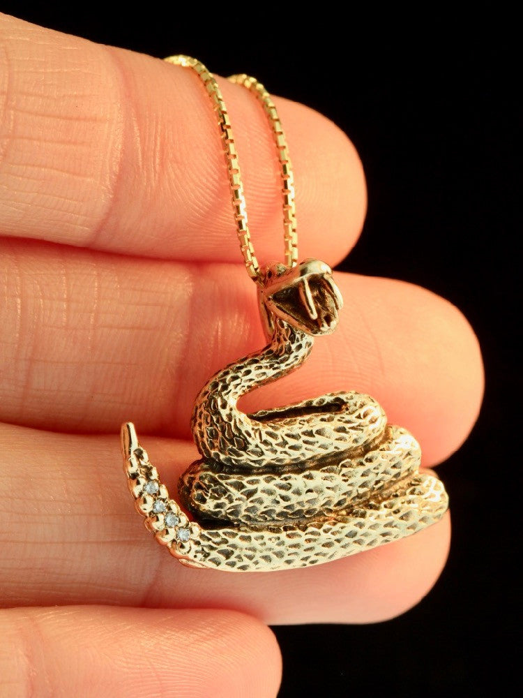 Rattlesnake With Diamond Tail - 14k Gold