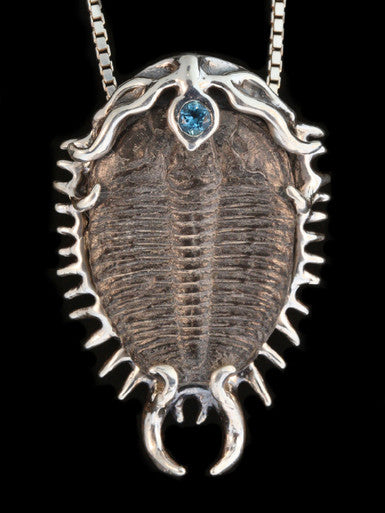 Colossal Spiked Trilobite with Gemstone Pendant - Silver